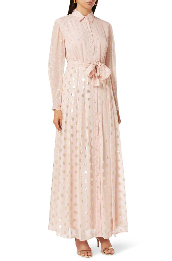 Narcisa Chemisier Polka Dots Dress in Silk – Pinko